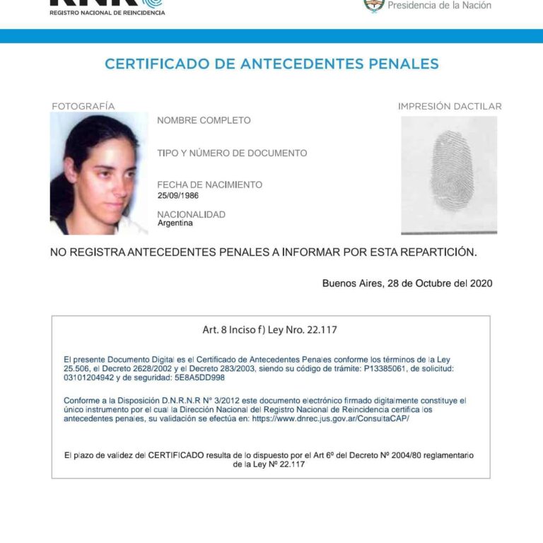 certificado de antecedentes penales argentina
