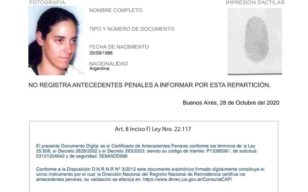 certificado de antecedentes penales argentina