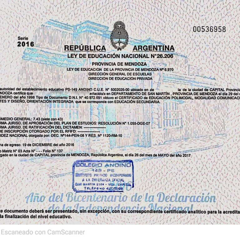 Apostillar título secundario Argentina