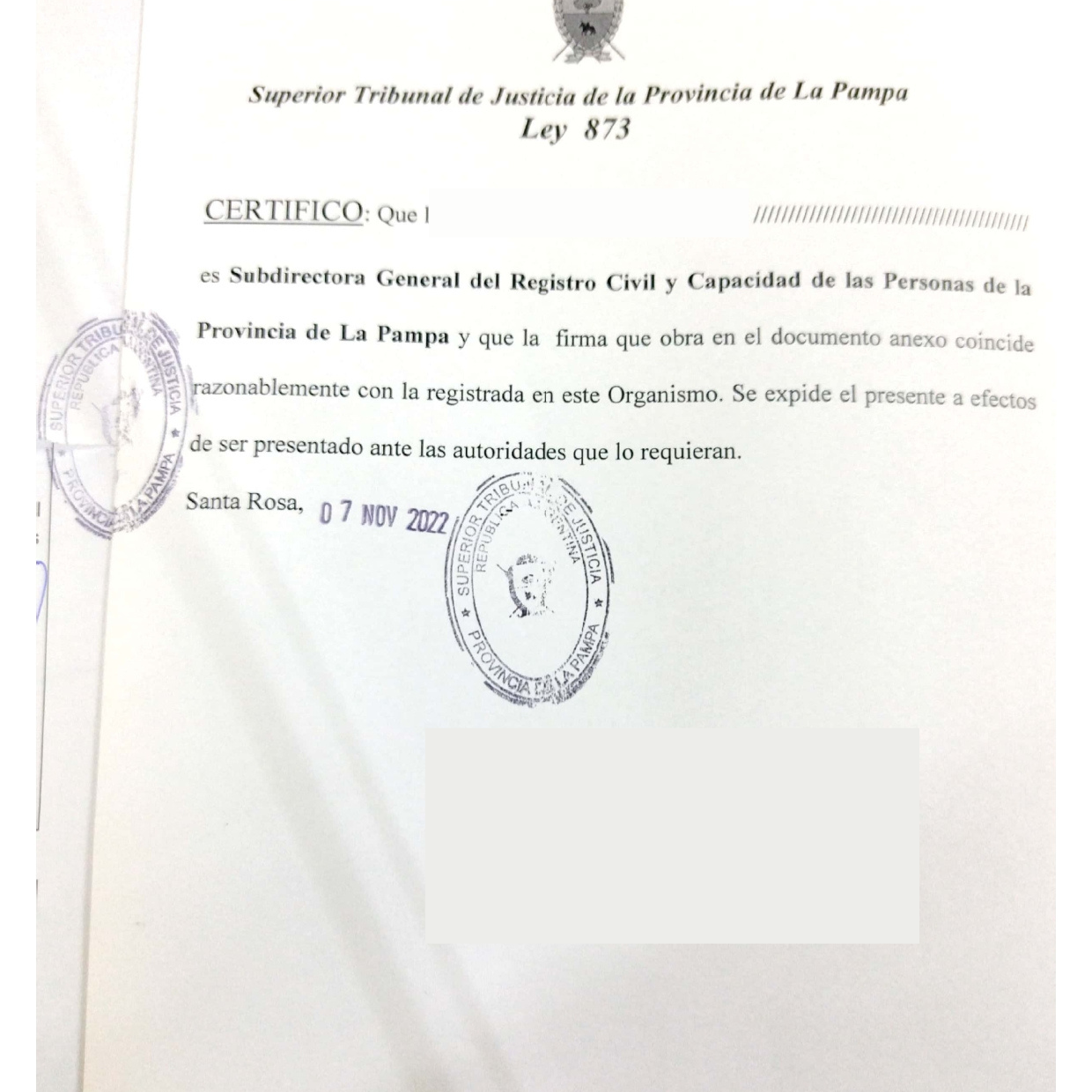 Partida de Matrimonio La Pampa