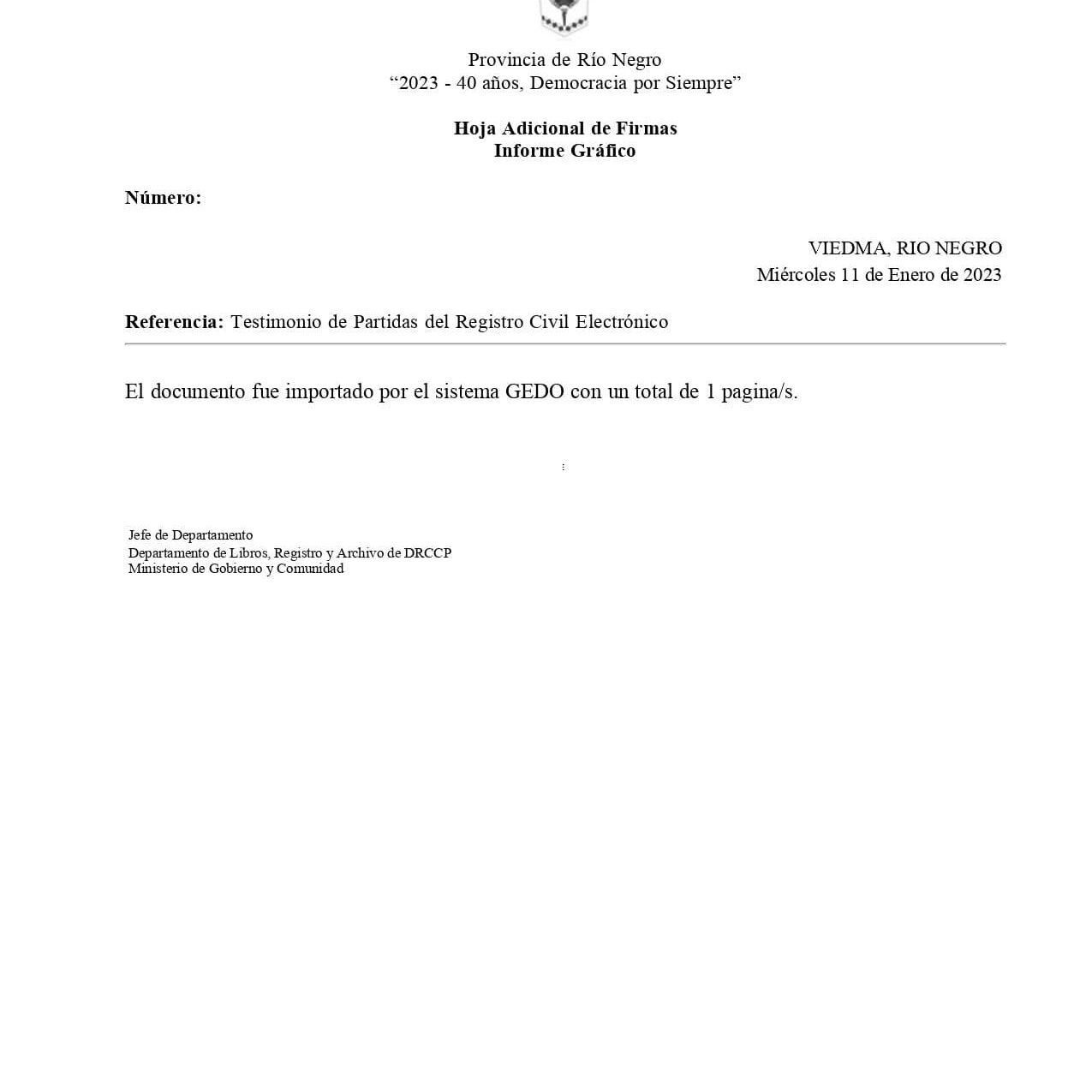 Solicitud partidas Río Negro