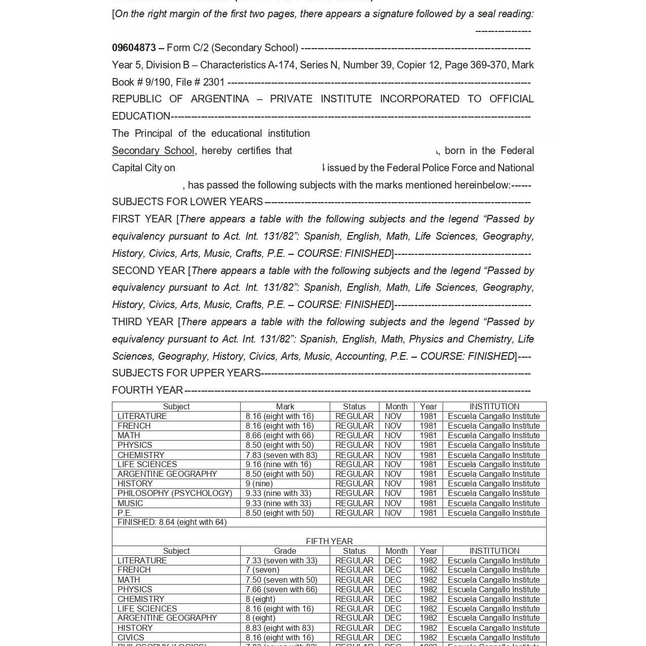 Traducciones de documentos oficiales