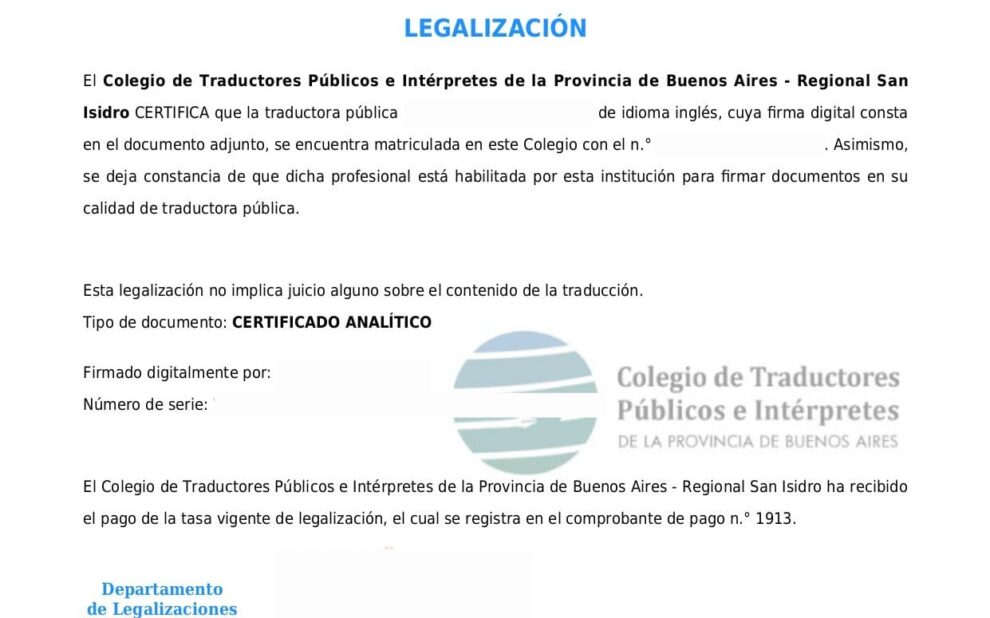 Traducciones de documentos oficiales argentinos