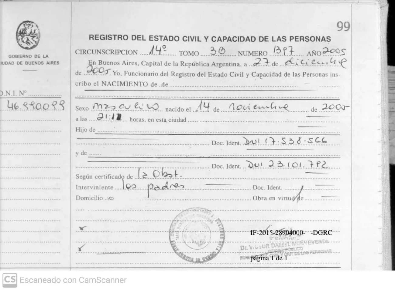 birth certificate from argentina