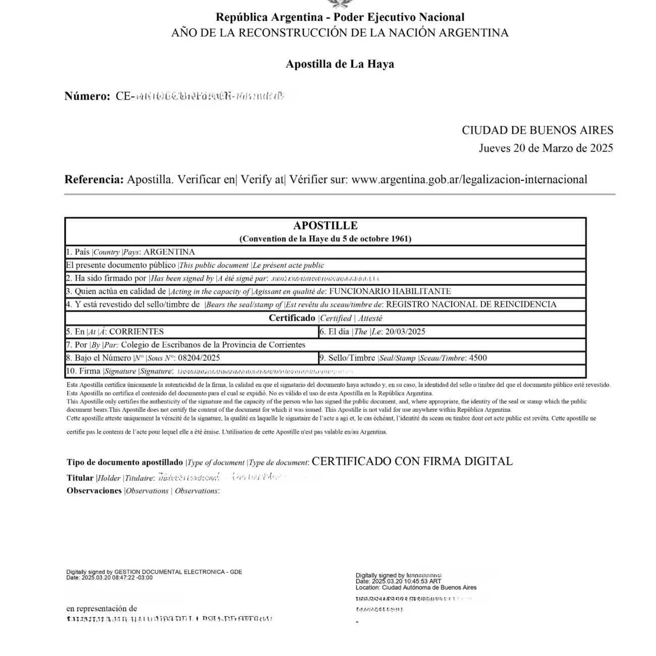 Hague Apostille Argentina online